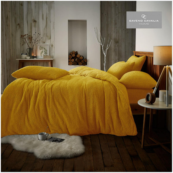 11358633 teddy plain duvet set double ochre 1 1