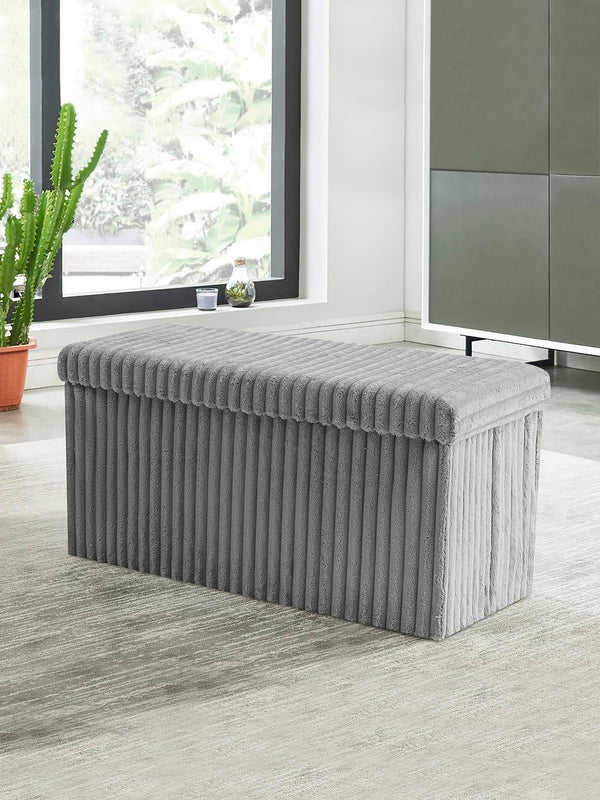 STORAGE BOX RIBBED GREY