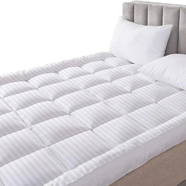 10Cm Satin Stripe Mattress Topper