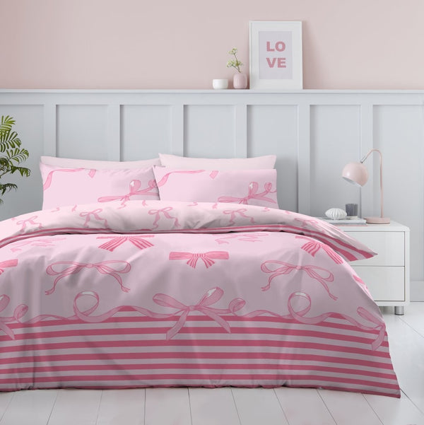 GC Reversible Bow Stripe Duvet Cover Set
