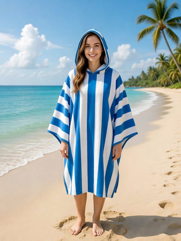 GC Adult Cabana Stripe Hooded Poncho