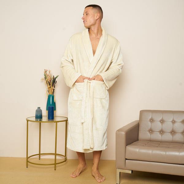 Fleece Plain Bathrobes for Men & Women