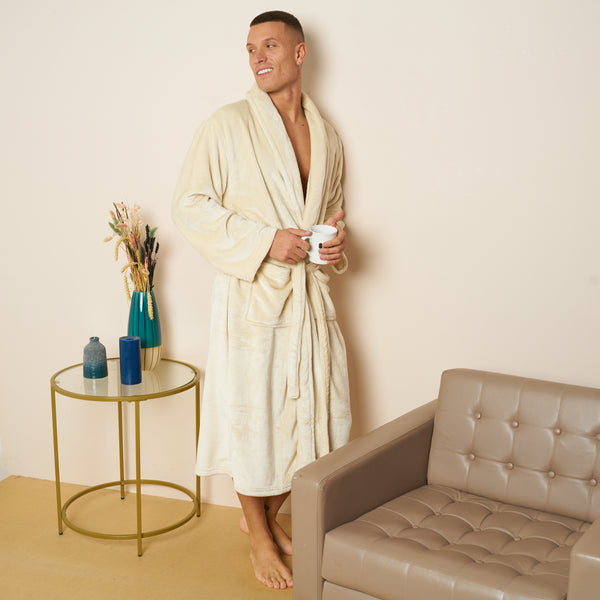 Fleece Plain Bathrobes for Men & Women