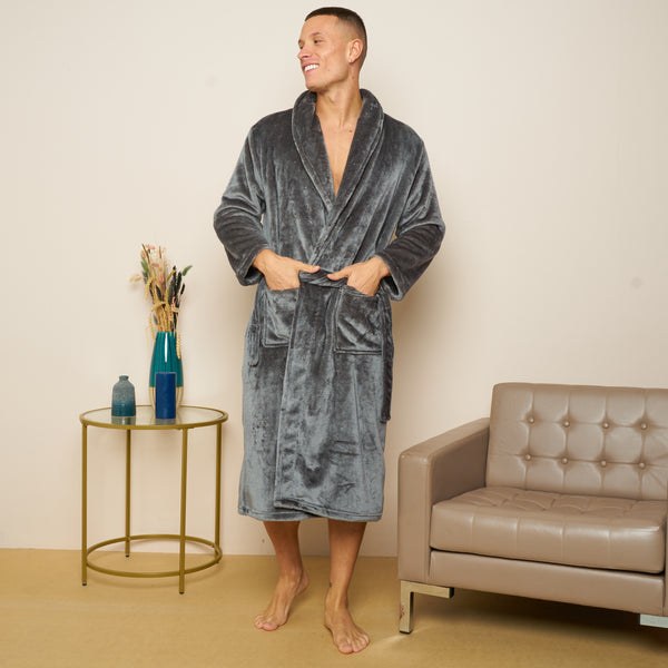 Fleece Plain Bathrobes for Men & Women