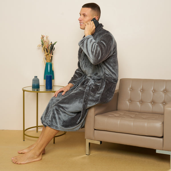 Fleece Plain Bathrobes for Men & Women
