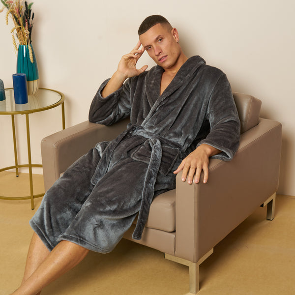 Fleece Plain Bathrobes for Men & Women