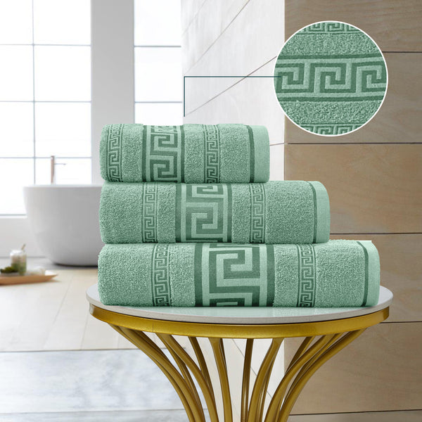 GC Greek Border Cotton Towels – Soft Absorbent Bathroom Towel Collection