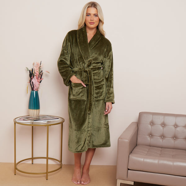 Fleece Plain Bathrobes for Men & Women