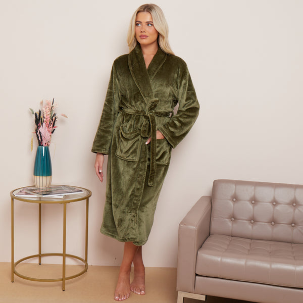 Fleece Plain Bathrobes for Men & Women