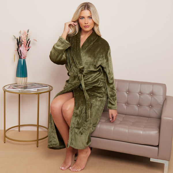 Fleece Plain Bathrobes for Men & Women