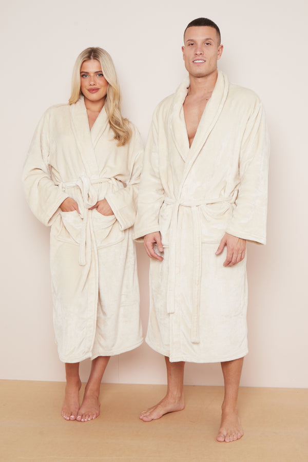 Fleece Plain Bathrobes for Men & Women