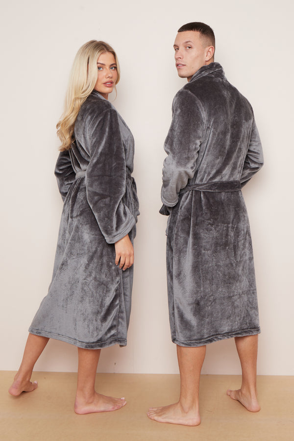 Fleece Plain Bathrobes for Men & Women