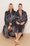Fleece Plain Bathrobes for Men & Women
