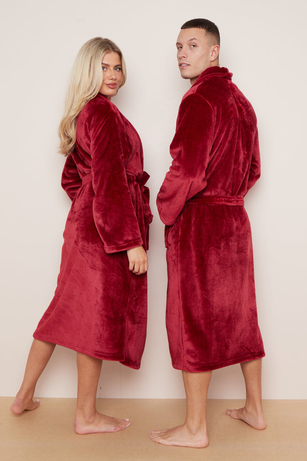 Fleece Plain Bathrobes for Men & Women