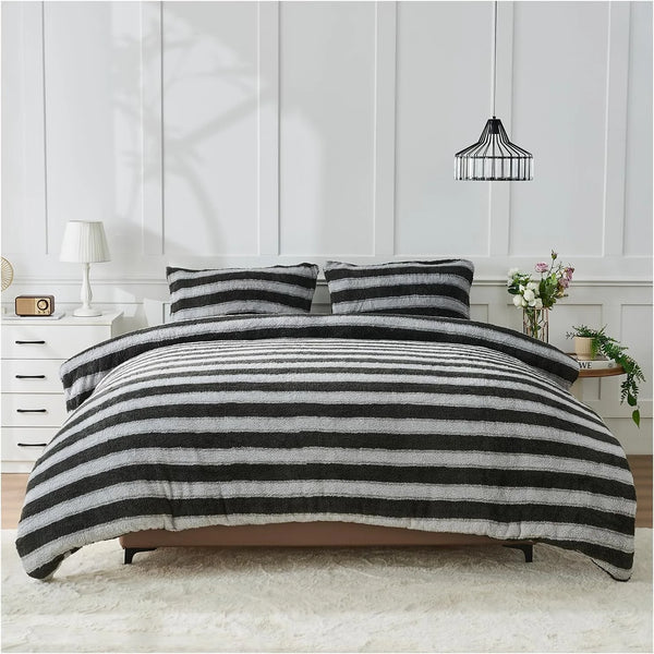 GC Luxury Teddy Stripe Duvet Cover Set
