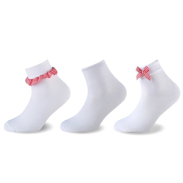 GC Girls' Lace Bow Socks – 12 Pack