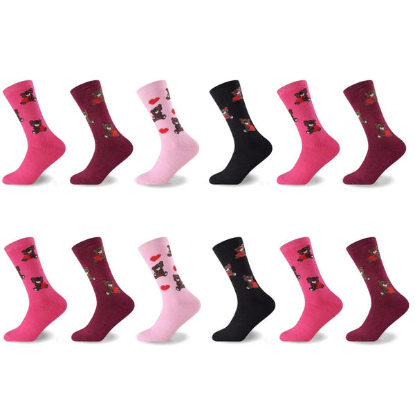 GC Women's Bear Hug Brushed Thermal Socks – 12 Pack