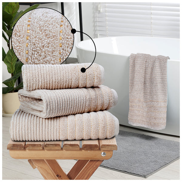GC Paris Ribbed Luxury Cotton Towel Set – 2 Pack