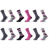 GC Women's Floral Pattern Brushed Thermal Socks – 12 Pack