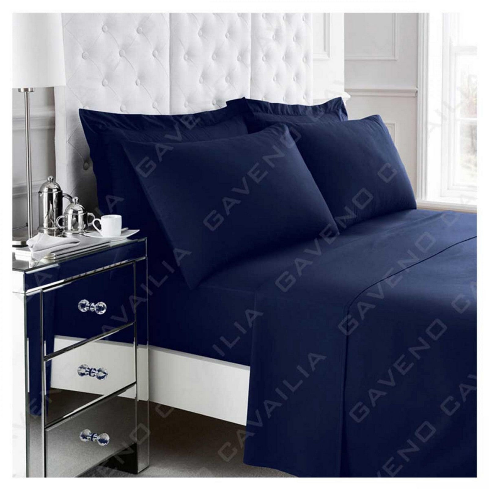 11020899 percale flat sheet single navy 1 2