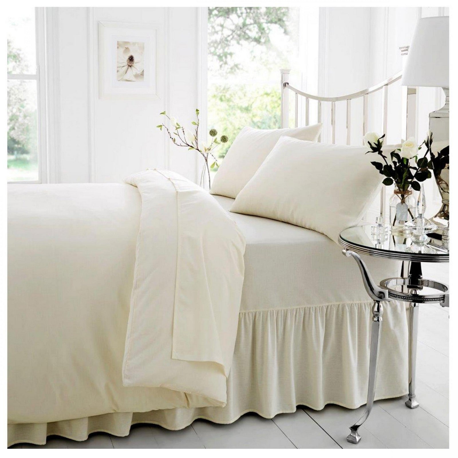 11021223 percale valance sheet single cream 1 2