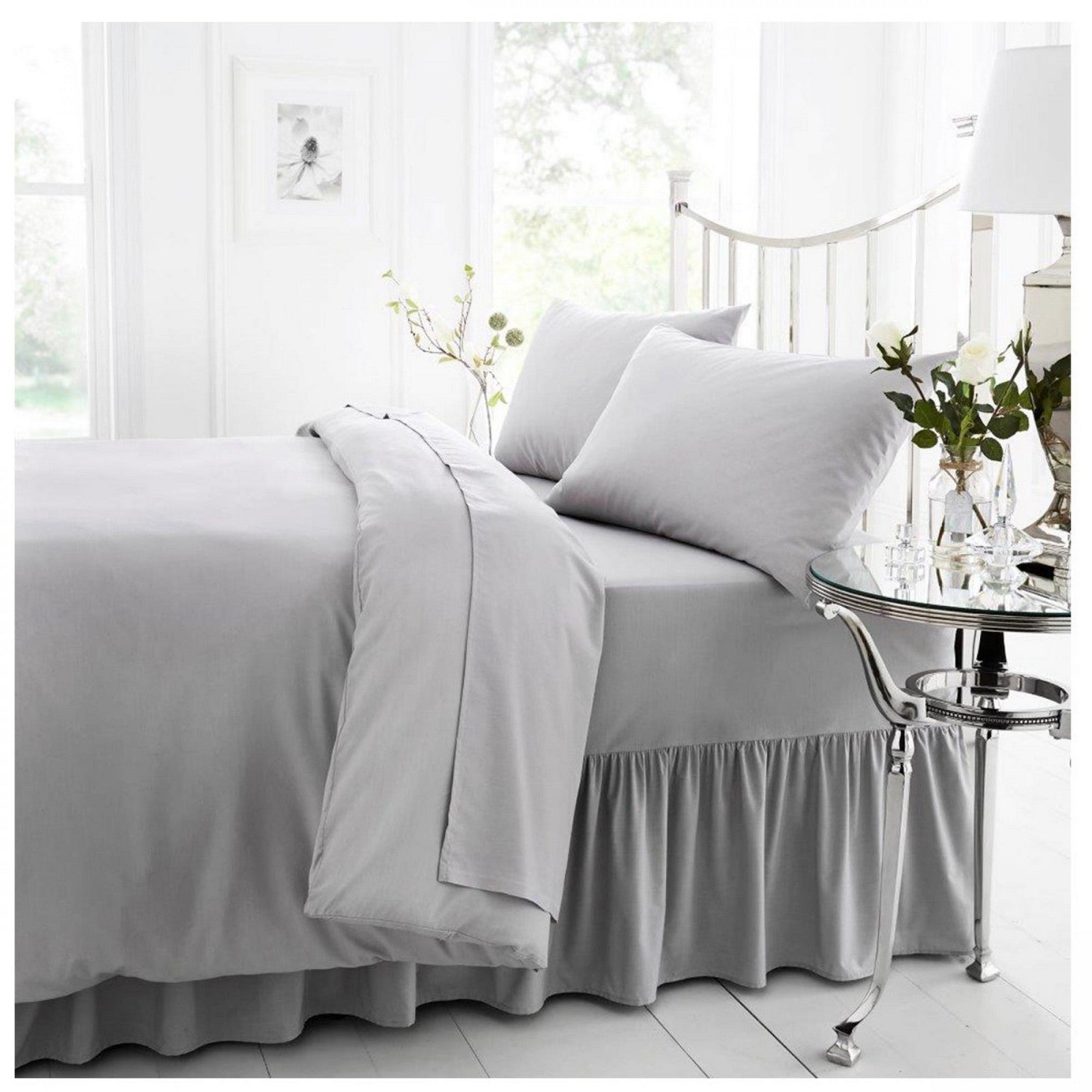 11040569 percale valance sheet king silver 1 2