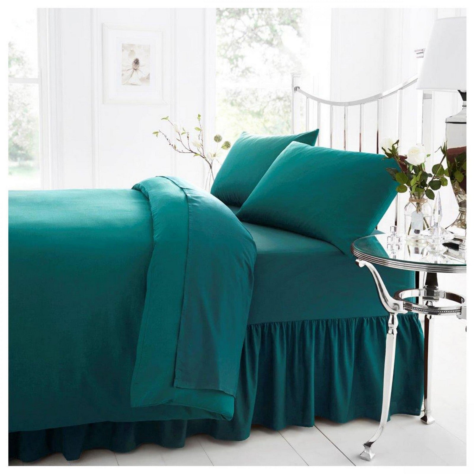 11041542 percale valance sheet single teal 1 2