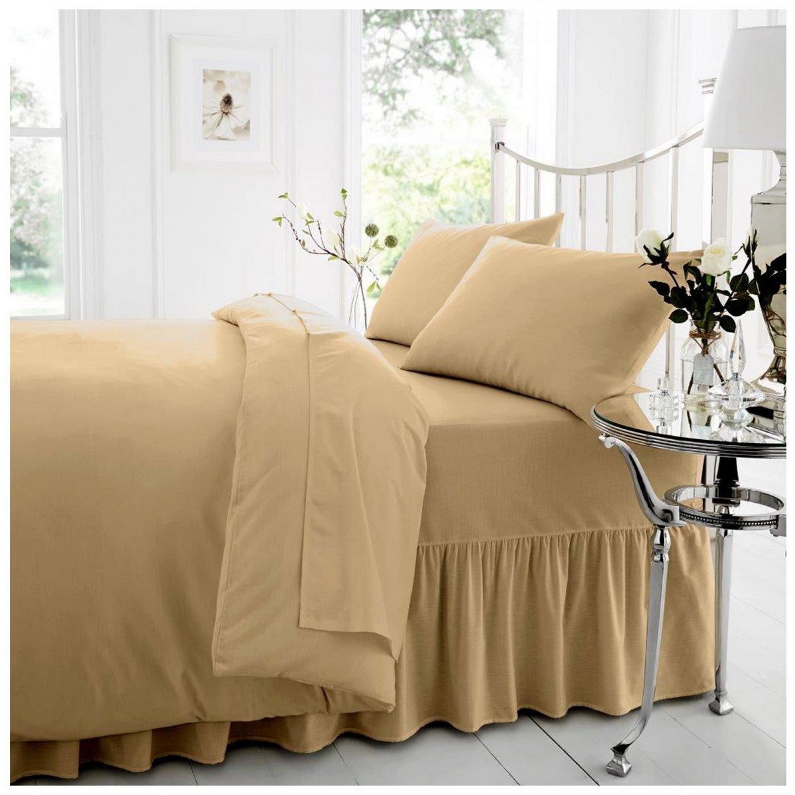 11058113 percale valance sheet single mocha 1 2