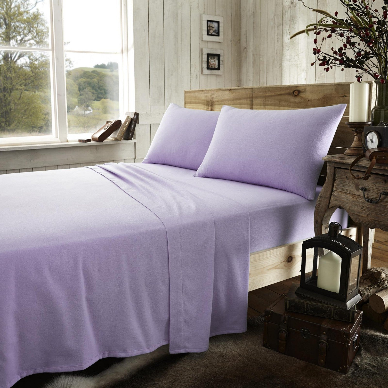 11065210 flannel plain sheet set single lilac 1 2