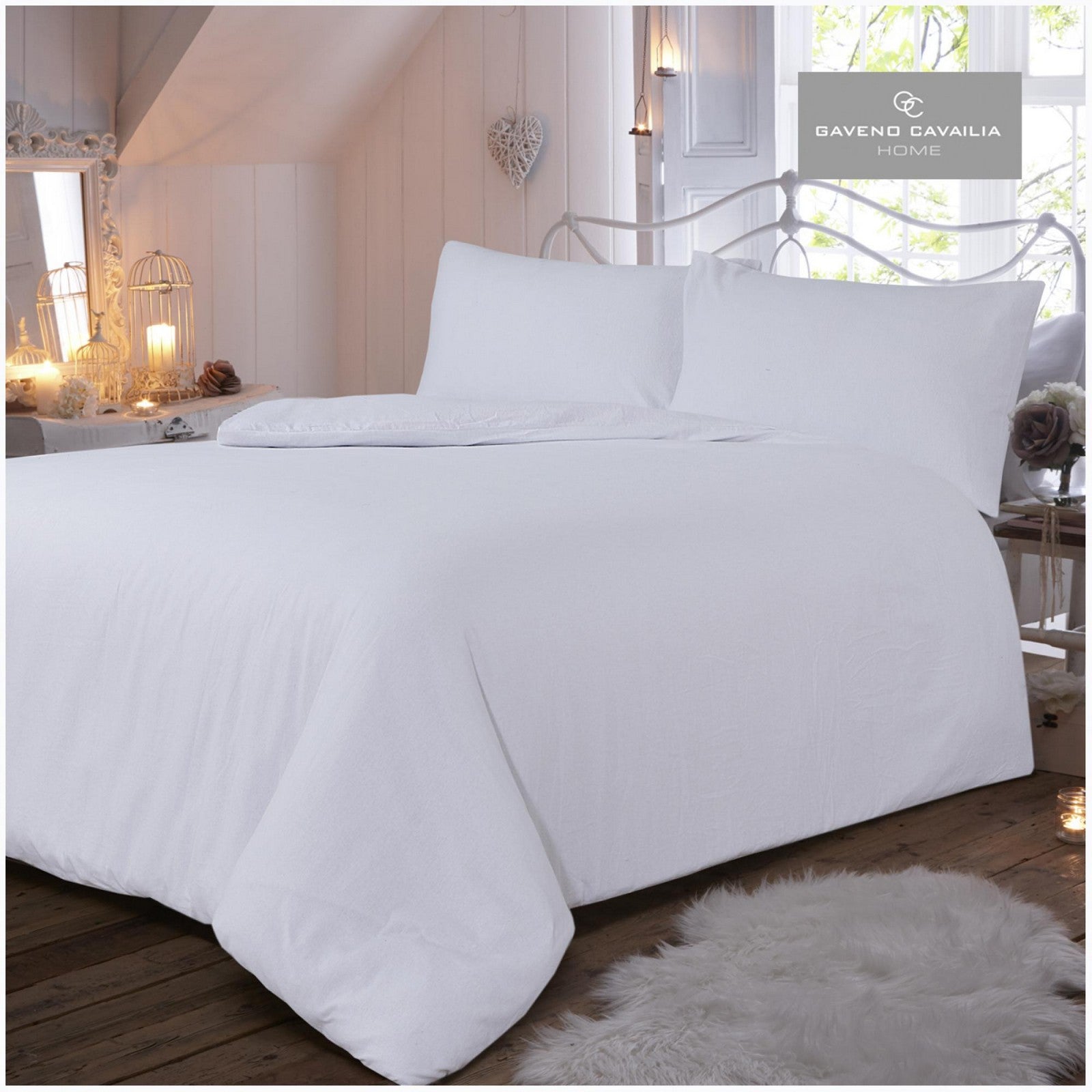 11065357 flannel plain duvet set single white 1 2