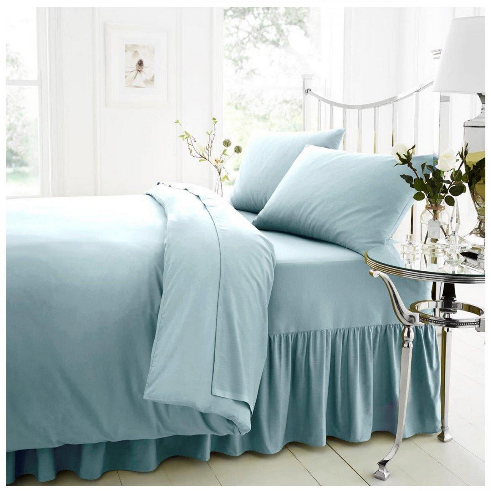 11074380 percale valance sheet single sorbet blue 1 2