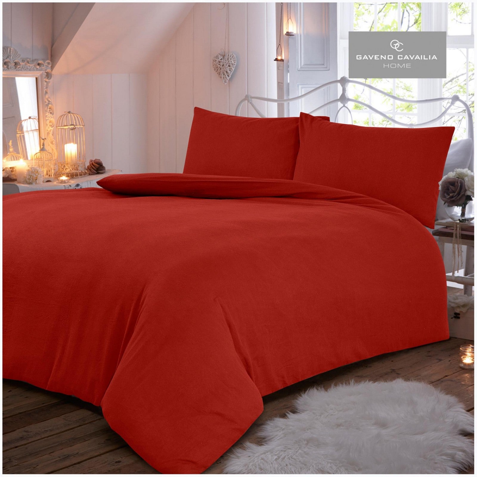 11094043 flannel plain duvet set single red 1 2