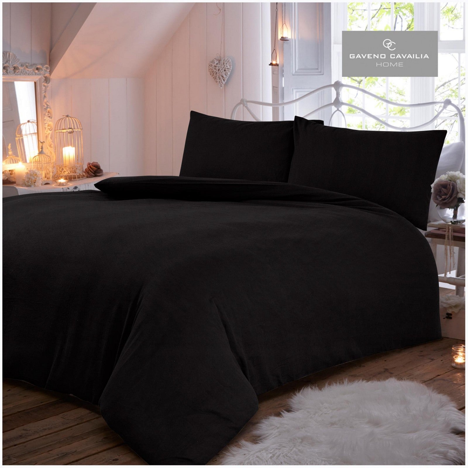 11094098 flannel plain duvet set super king black 1 2