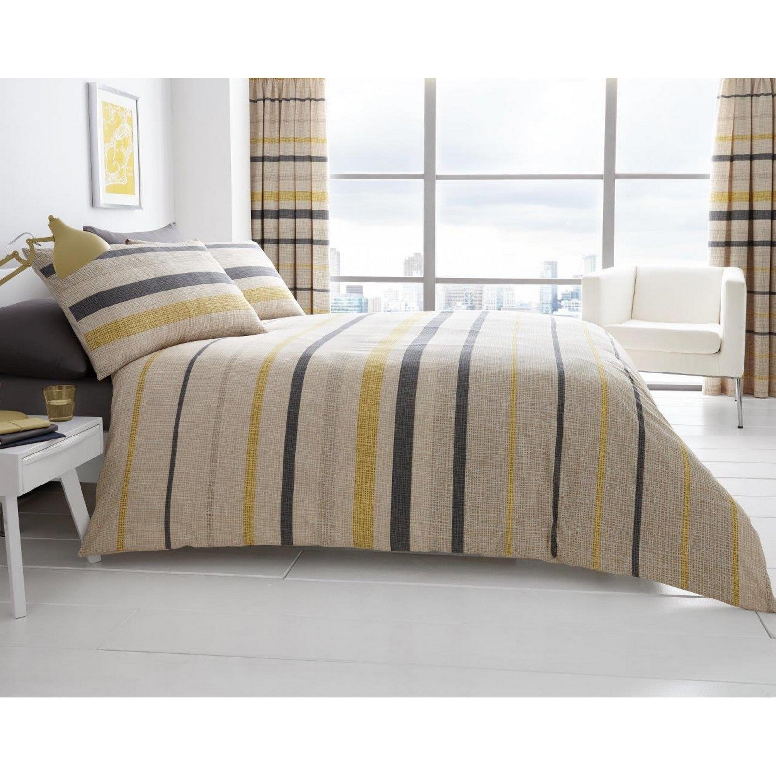 11121268 printed duvet set block stripe single beige 1 1