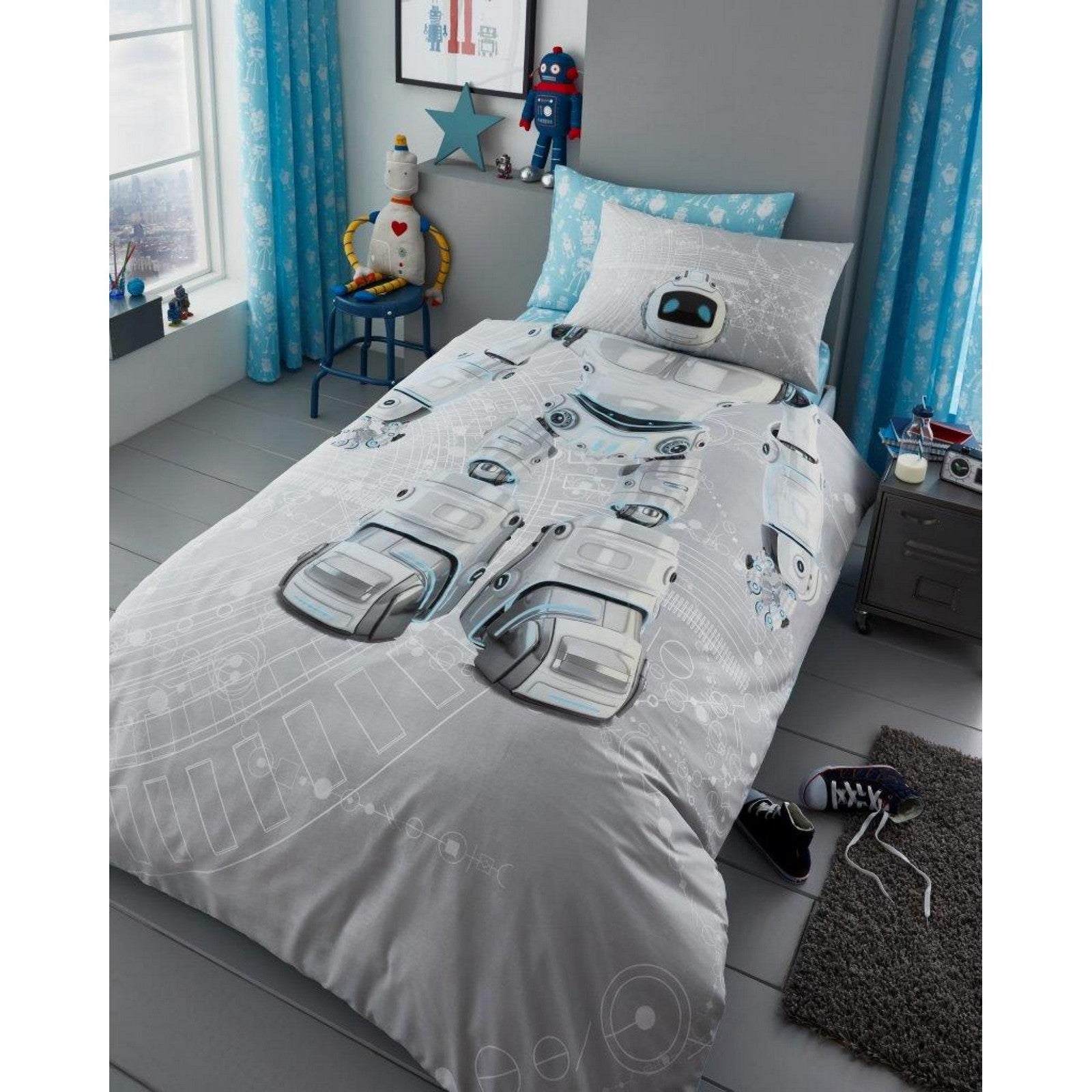 11147138 kids panel duvet set single robot 7138 1 1