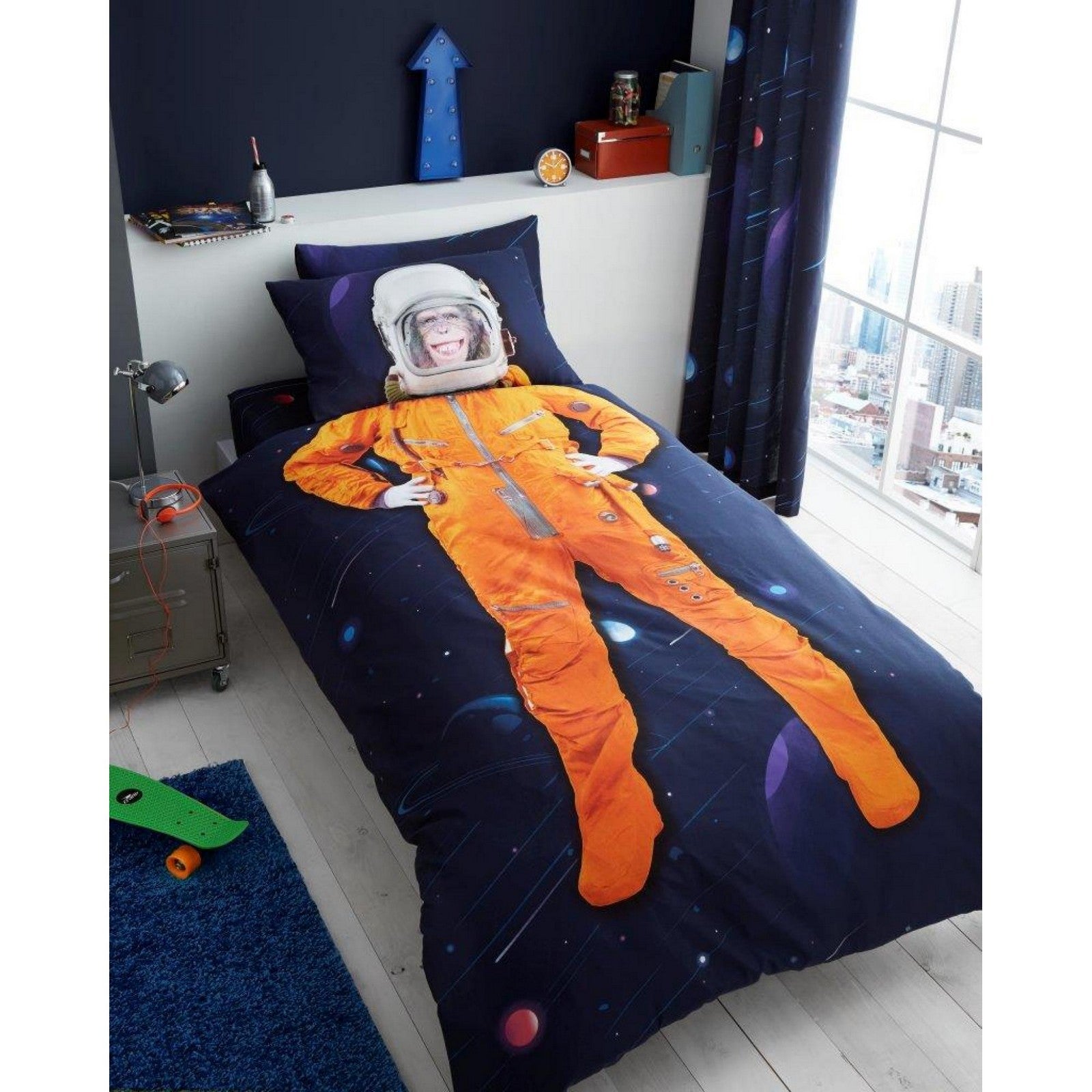 11147145 kids panel duvet set single space chimp 7145 1 1