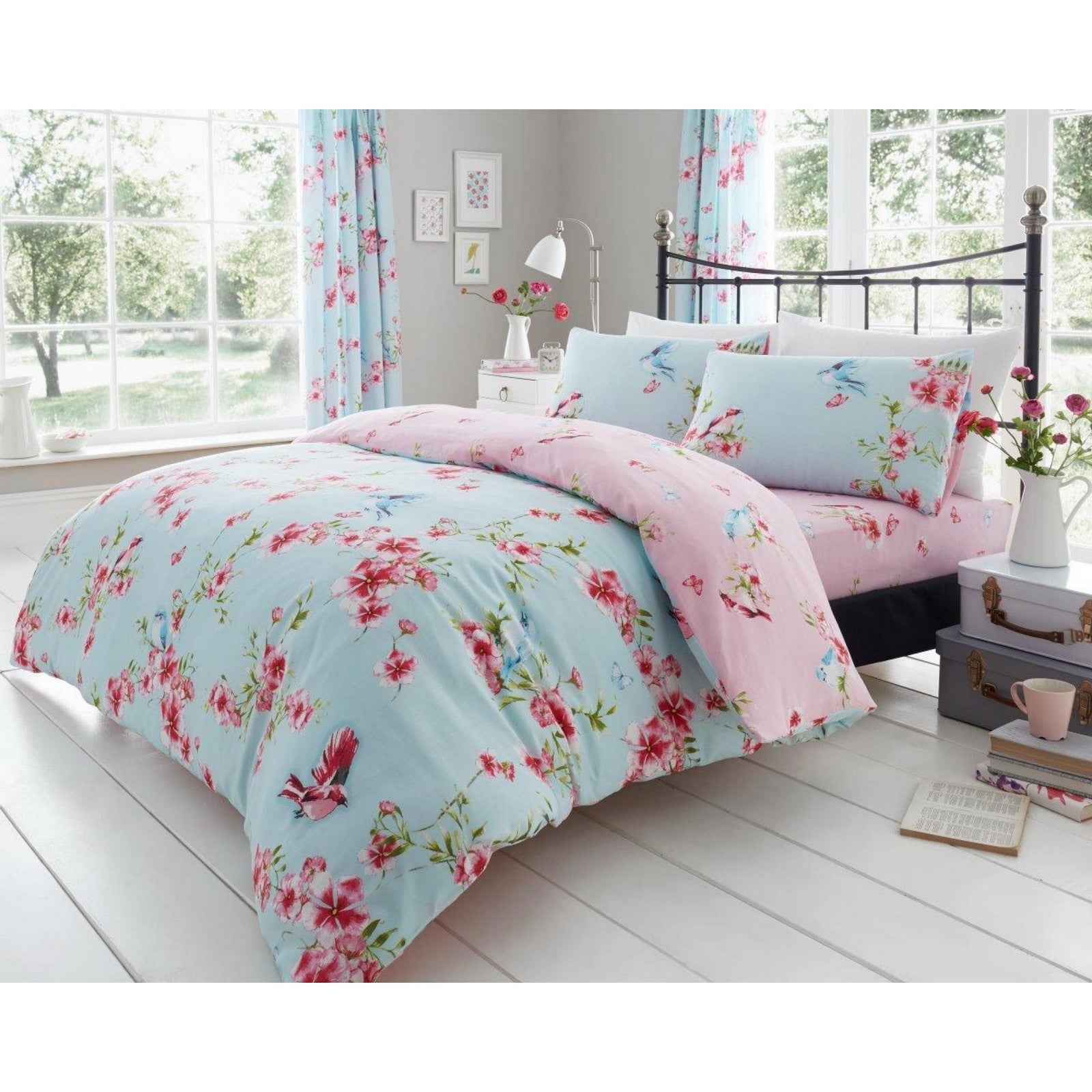 11147428 printed duvet set birdie blossom single blue 1 1