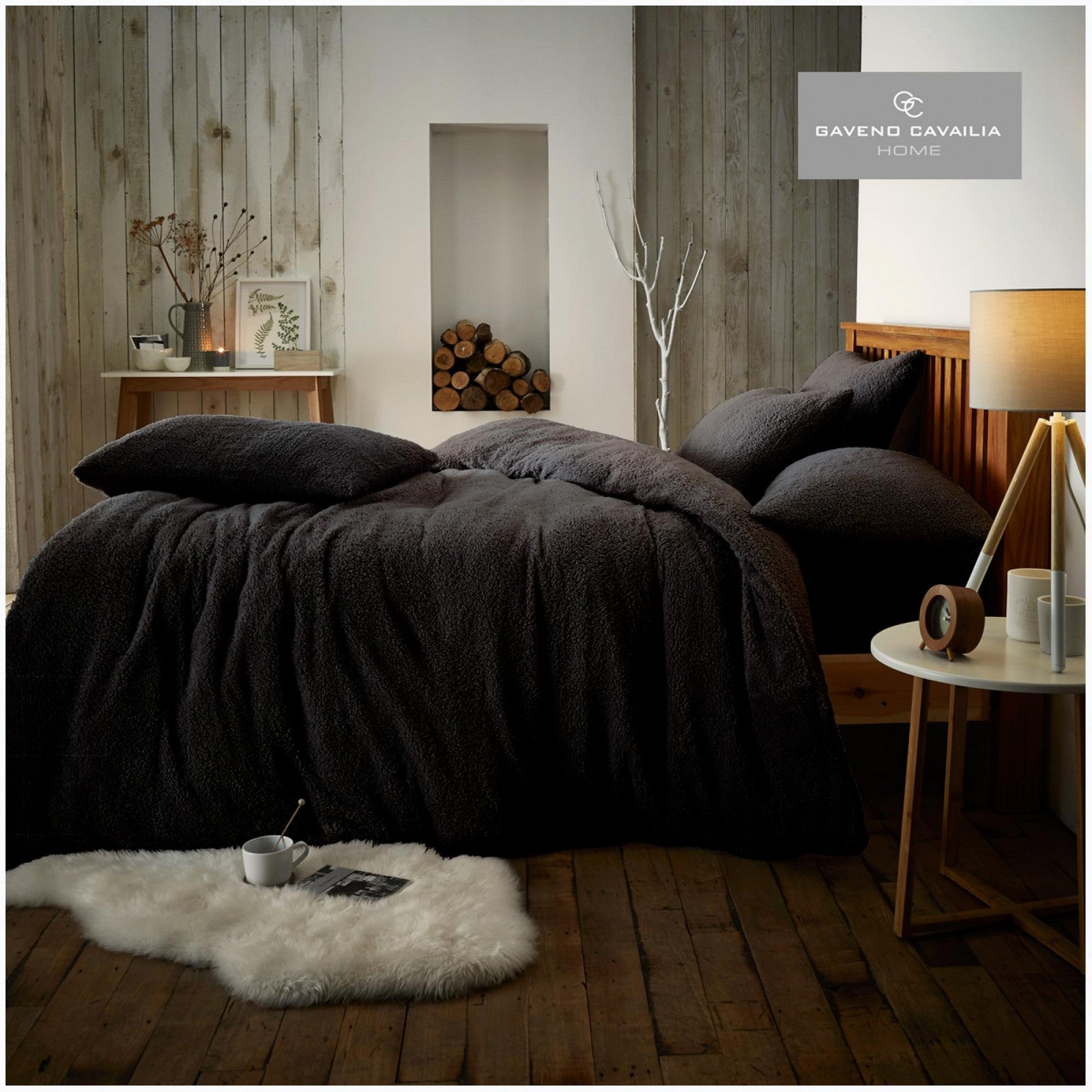 11159070 teddy plain duvet set double black 1 1