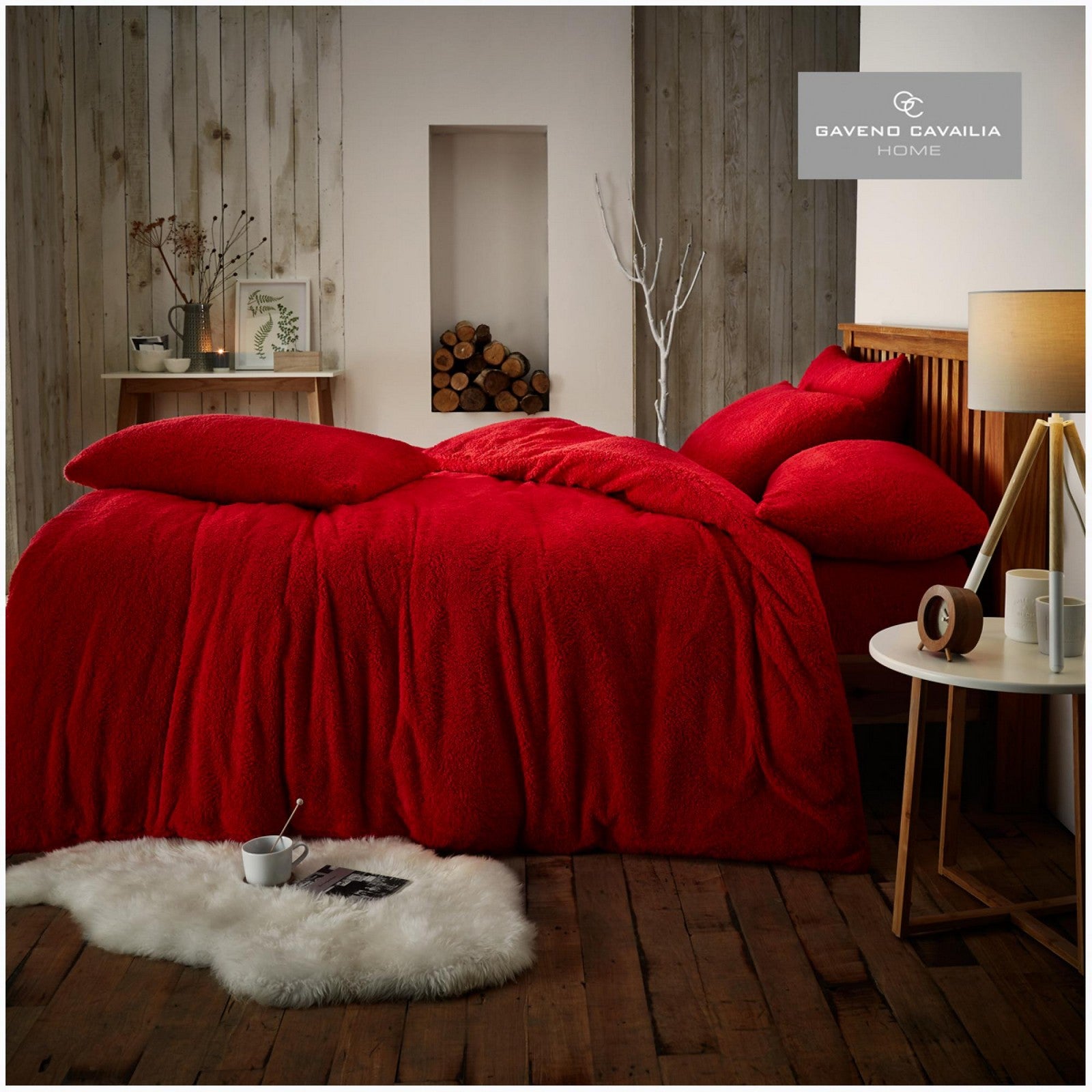 11159186 teddy plain duvet set king red 1 1