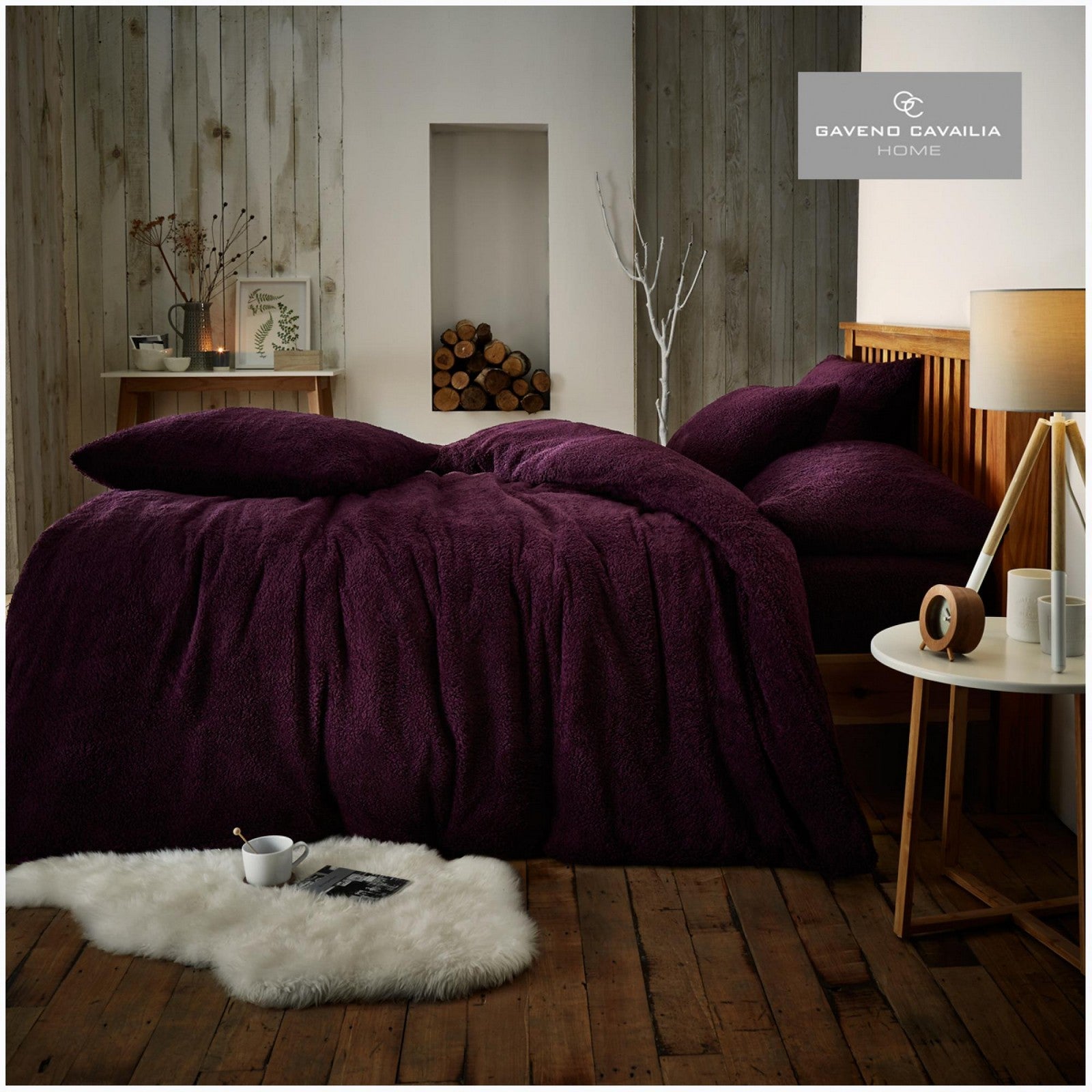 11159209 teddy plain duvet set super king aubergine 1 1