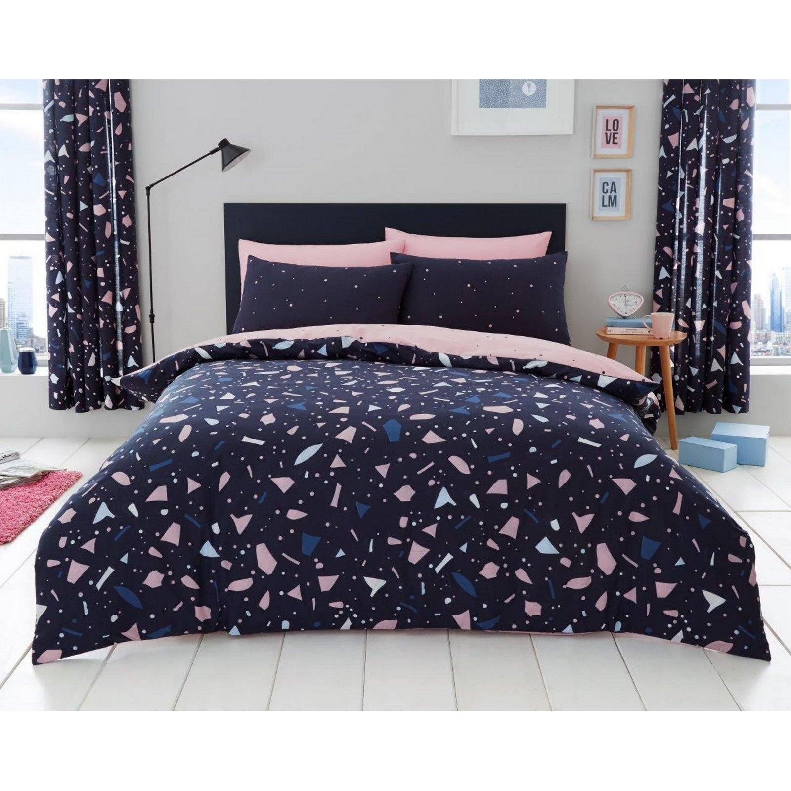 11159513 printed duvet set terrazzo single navy 1 1