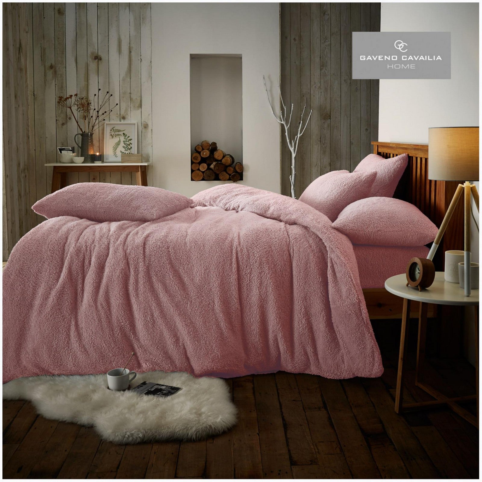 11356417 teddy plain duvet set double pink 1 1