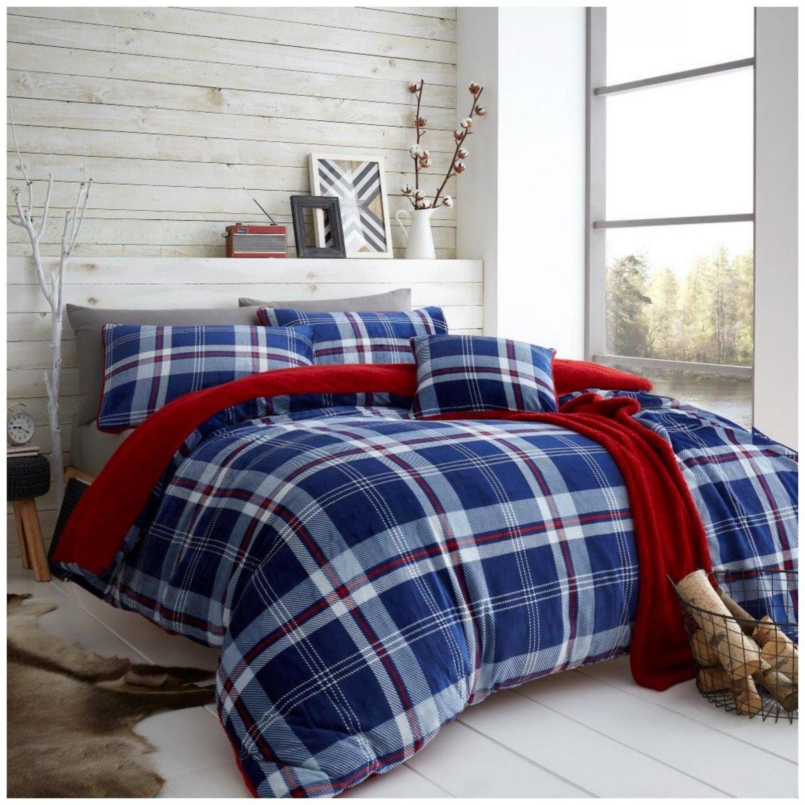 11366478 teddy duvet set lincoln check double navy red 1 1