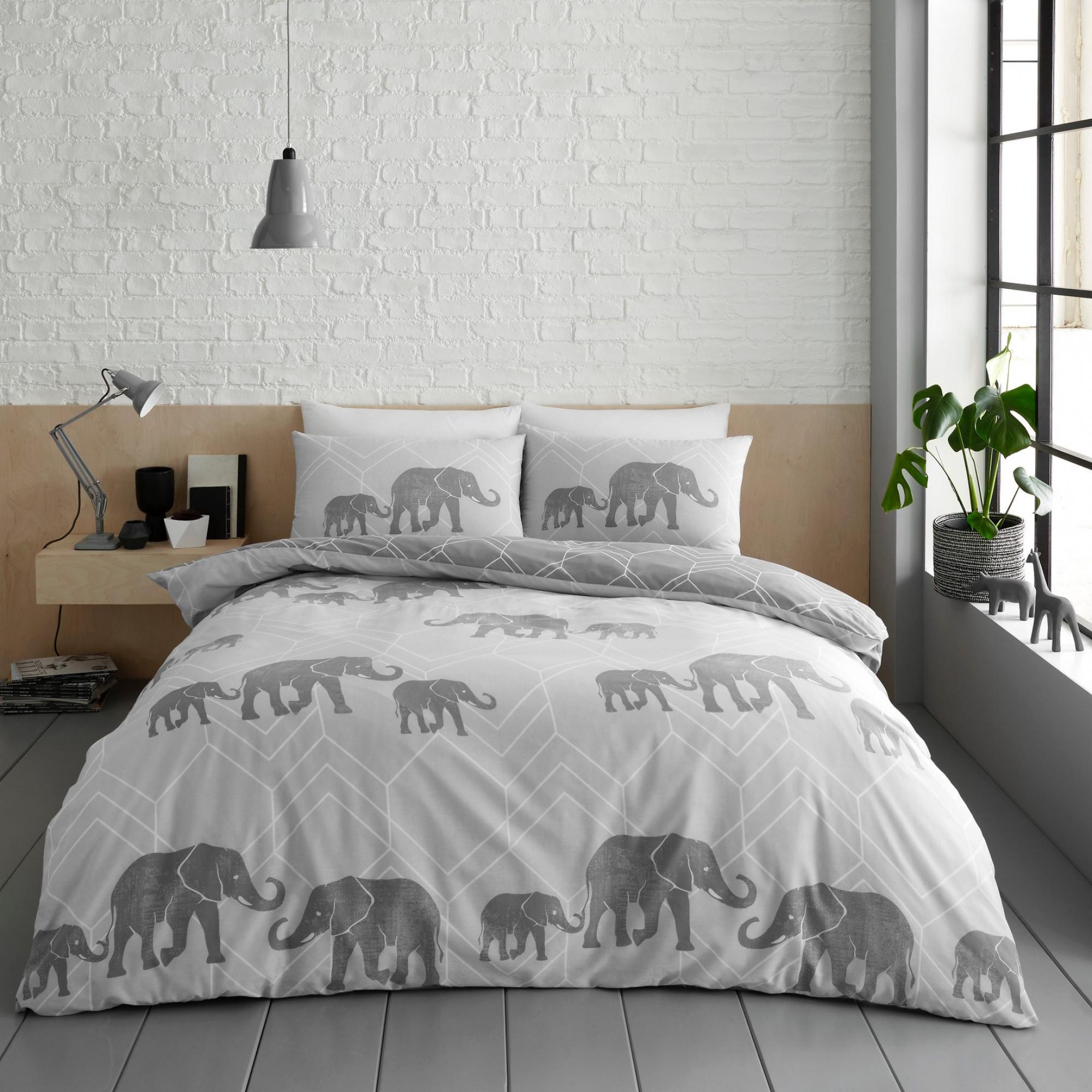 Geo Elephant Printed Duvet Cover Set