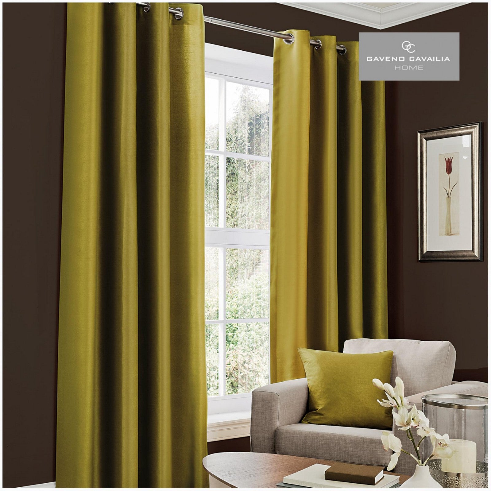 31099963 faux silk eyelet curtains 66x90 moss green 1 2