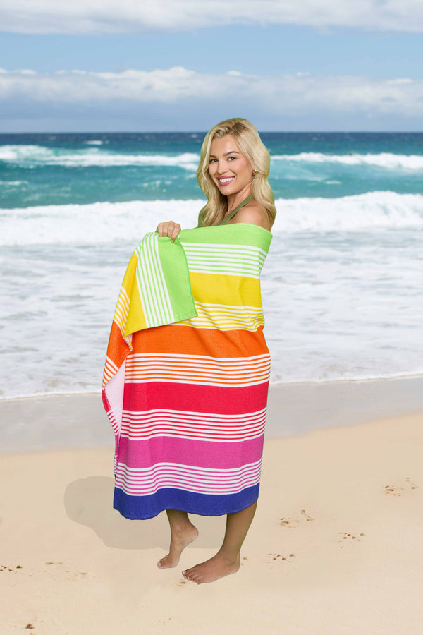 GC Rainbow Stripe Sand-Free Beach Towel