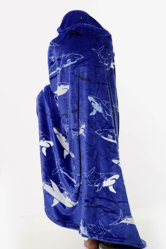 Printed Hooded Blanket Shark