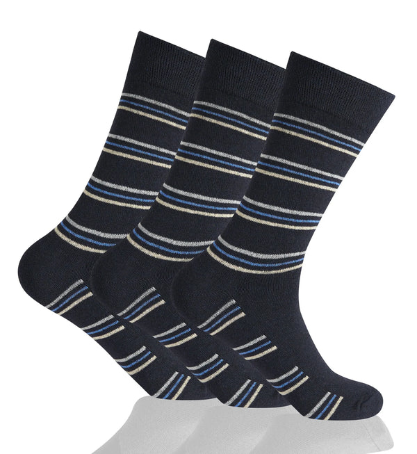 GC Men's Diabetic Comfort Striped Socks – 12 Pack