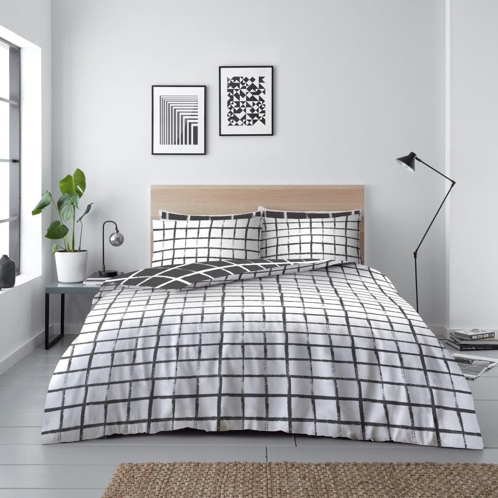 Blaine Check Printed Duvet Set