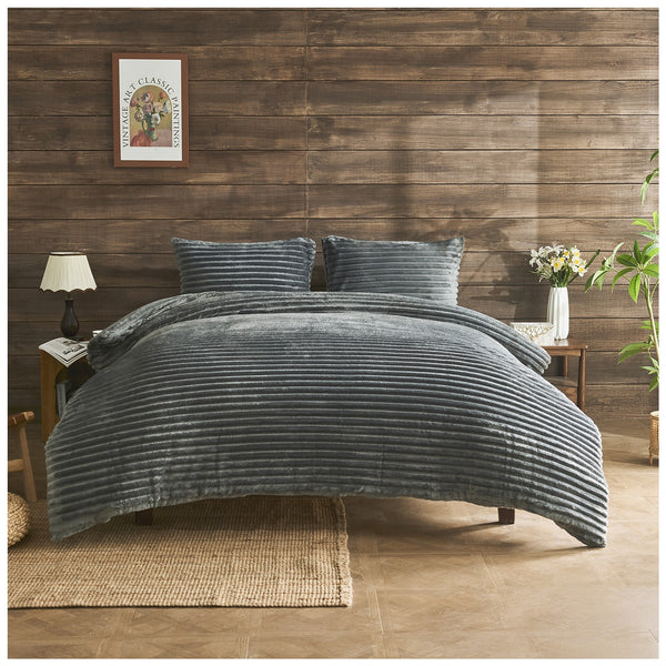 GC Modern Ribbed Duvet Cover Set